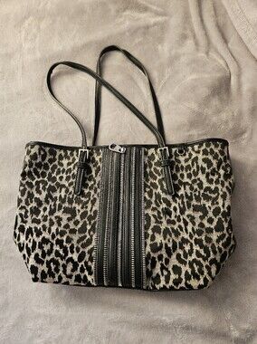 Leopard Print Zip-Strip Tote in Black/Tan